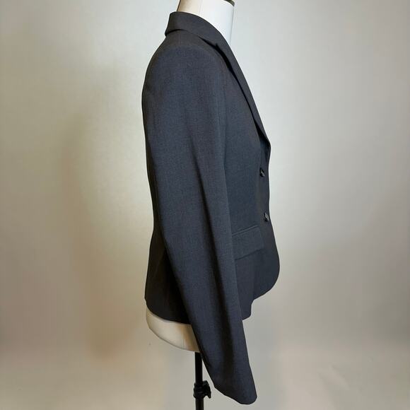 Calvin Klein Gray 2 Button Lined Blazer Jacket Lapel Collar Womens Size 4 Career - Picture 3 of 14